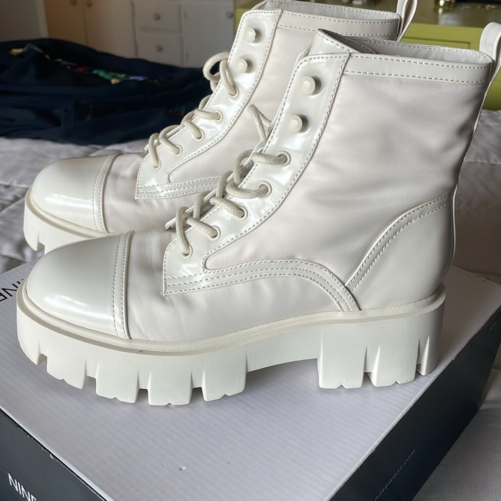 Nine West combat boots! Color ivory! Size 8M . Brand new,